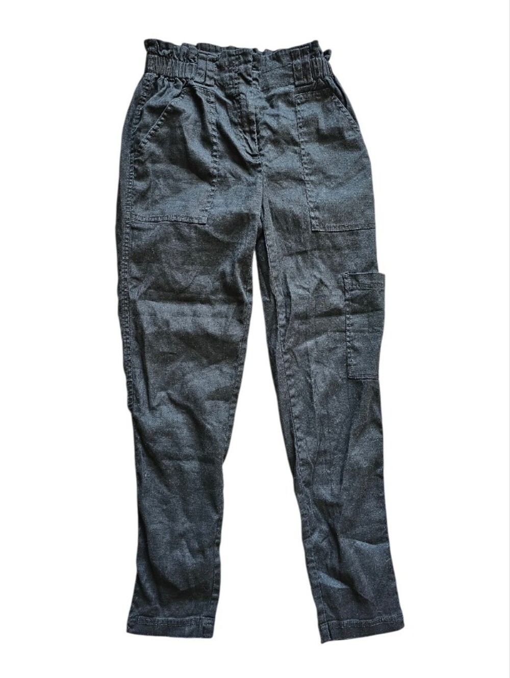Anthropologie Elevenses Dark Denim Cargo Utility Pants Size Small - Picture 2 of 6